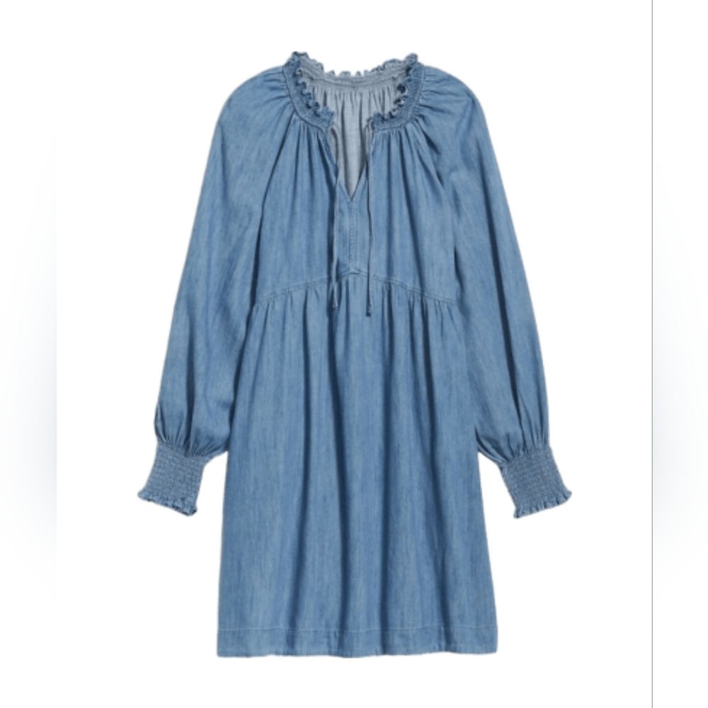 Old Navy Cotton Denim Peasant Milkmaid Dress